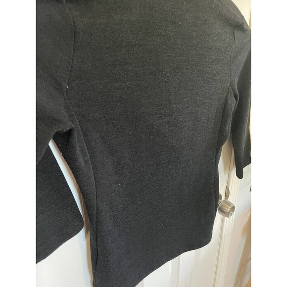 Victor Alfaro Womens XS Cowl V Neck Top Black 1/2 Sleeve Evening Blouse Shirt - Picture 4 of 7